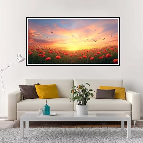 Malen Nach Zahlen Blume, Groß Malen Nach Zahlen Sonnenuntergang, Malen Nach Zahlen Kinder 100x200 cm ohne Rahmen, mit Pinsel und Acrylpigment, Paint by Numbers Set für Mädchen Kreativ Geschenk-YH77 von Yuxeawue