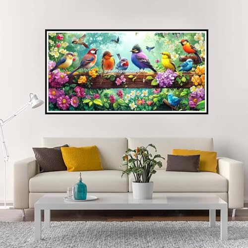 Malen Nach Zahlen Blume, Groß Malen Nach Zahlen Vogel, Malen Nach Zahlen Kinder 80x160 cm ohne Rahmen, Kreativ Set für Erwachsene mit Pinsel und Acrylpigment, Paint by Numbers Mädchen Geschenk-YH61 von Yuxeawue