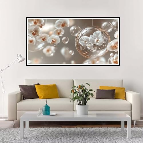 Malen Nach Zahlen Blume, Groß Malen Nach Zahlen Weiß, Malen Nach Zahlen Kinder 60x120 cm ohne Rahmen, Kreativ Set für Erwachsene mit Pinsel und Acrylpigment, Paint by Numbers für Mädchen Geschenk-YH27 von Yuxeawue