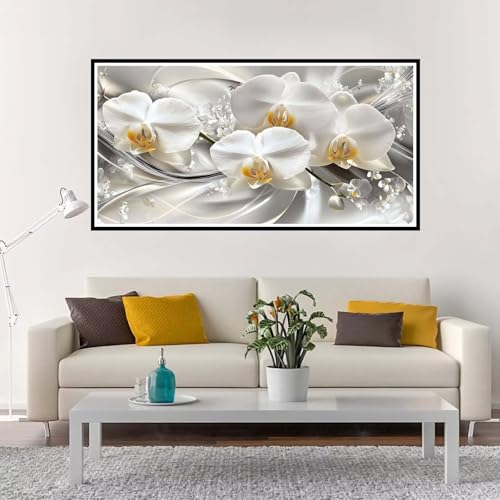 Malen Nach Zahlen Blume, Groß Malen Nach Zahlen Weiß, Malen Nach Zahlen Kinder 60x120 cm ohne Rahmen, Kreativ Set für Erwachsene mit Pinsel und Acrylpigment, Paint by Numbers für Mädchen Geschenk-YH12 von Yuxeawue