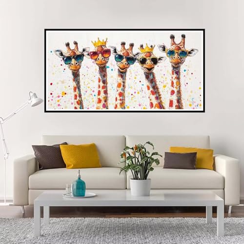 Malen Nach Zahlen Bunt, Groß Malen Nach Zahlen Giraffe, Malen Nach Zahlen Kinder 80x160 cm ohne Rahmen, Kreativ Set für Erwachsene mit Pinsel und Acrylpigment, Paint by Numbers Mädchen Geschenk-YH64 von Yuxeawue