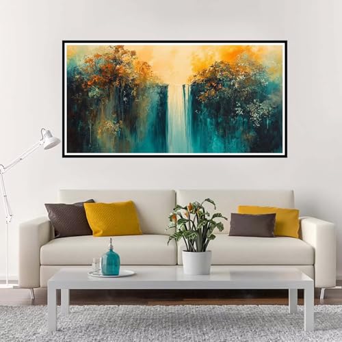 Malen Nach Zahlen Erwachsene Groß Abstrakt, Malen Nach Zahlen Herbst ohne Rahmen Inklusive Pinsel und Acrylfarben, DIY Paint by Numbers für Frauen Hobby Bastelset Geschenk, Home Deko 40x80 cm-YH961 von Yuxeawue