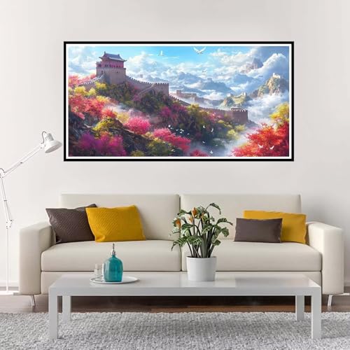 Malen Nach Zahlen Erwachsene Groß Baum, Malen Nach Zahlen Landschaft ohne Rahmen Inklusive Pinsel und Acrylfarben, DIY Paint by Numbers für Frauen Hobby Bastelset Geschenk, Home Deko 90x180 cm-YH62 von Yuxeawue