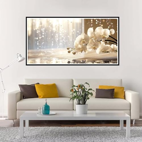 Malen Nach Zahlen Erwachsene Groß Beige, Malen Nach Zahlen Kinder Blume ohne Rahmen Inklusive Pinsel und Acrylfarben, DIY Paint by Numbers für Frauen Hobby Bastelset Geschenk, Home Deko 90x180 cm-YH17 von Yuxeawue