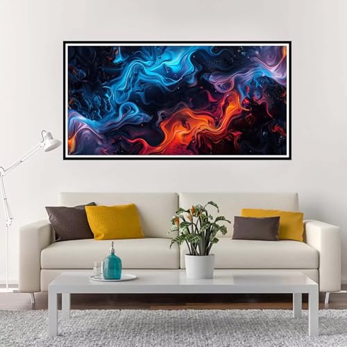 Malen Nach Zahlen Erwachsene Groß Blau, Malen Nach Zahlen Abstrakt ohne Rahmen Inklusive Pinsel und Acrylfarben, DIY Paint by Numbers für Frauen Hobby Bastelset Geschenk, Home Deko 50x100 cm-YH1248 von Yuxeawue