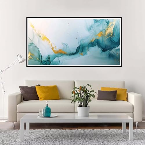 Malen Nach Zahlen Erwachsene Groß Blau, Malen Nach Zahlen Abstrakt ohne Rahmen Inklusive Pinsel und Acrylfarben, DIY Paint by Numbers für Frauen Hobby Bastelset Geschenk, Home Deko 50x100 cm-YH975 von Yuxeawue