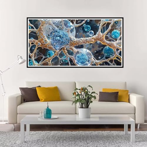 Malen Nach Zahlen Erwachsene Groß Blau, Malen Nach Zahlen Zelle ohne Rahmen Inklusive Pinsel und Acrylfarben, DIY Paint by Numbers für Frauen Hobby Bastelset Geschenk, Home Deko 50x100 cm-YH1065 von Yuxeawue