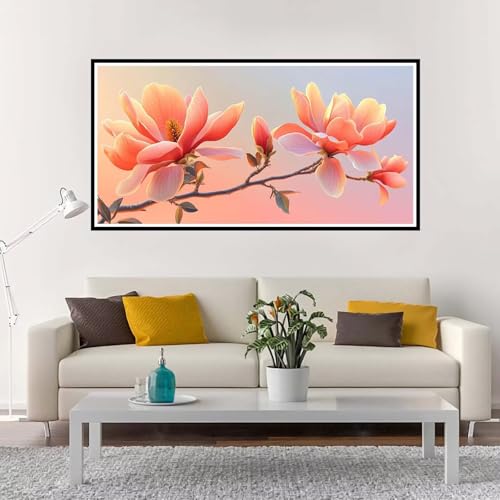 Malen Nach Zahlen Erwachsene Groß Blume, Malen Nach Zahlen Kinder Rosa ohne Rahmen Inklusive Pinsel und Acrylfarben, DIY Paint by Numbers für Frauen Hobby Bastelset Geschenk, Home Deko 90x180 cm-YH944 von Yuxeawue