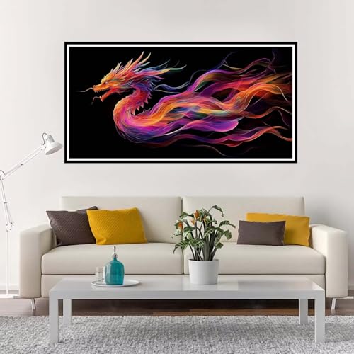 Malen Nach Zahlen Erwachsene Groß Farbe, Malen Nach Zahlen Drachen ohne Rahmen Inklusive Pinsel und Acrylfarben, DIY Paint by Numbers für Frauen Hobby Bastelset Geschenk, Home Deko 60x120 cm-YH1061 von Yuxeawue