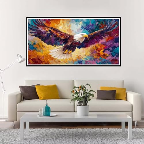 Malen Nach Zahlen Erwachsene Groß Farbe, Malen Nach Zahlen Kinder Adler ohne Rahmen Inklusive Pinsel und Acrylfarben, DIY Paint by Numbers für Frauen Hobby Bastelset Geschenk, Home Deko 40x80 cm-YH982 von Yuxeawue