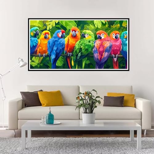 Malen Nach Zahlen Erwachsene Groß Farbe, Malen Nach Zahlen Papagei ohne Rahmen Inklusive Pinsel und Acrylfarben, DIY Paint by Numbers für Frauen Hobby Bastelset Geschenk, Home Deko 60x120 cm-YH473 von Yuxeawue