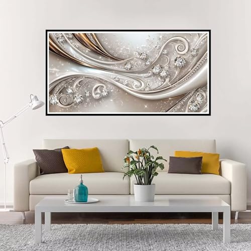 Malen Nach Zahlen Erwachsene Groß Gold, Malen Nach Zahlen Kinder Silber ohne Rahmen Inklusive Pinsel und Acrylfarben, DIY Paint by Numbers für Frauen Hobby Bastelset Geschenk, Home Deko 40x80 cm-YH19 von Yuxeawue