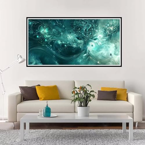 Malen Nach Zahlen Erwachsene Groß Grün, Malen Nach Zahlen Abstrakt ohne Rahmen Inklusive Pinsel und Acrylfarben, DIY Paint by Numbers für Frauen Hobby Bastelset Geschenk, Home Deko 90x180 cm-YH155 von Yuxeawue