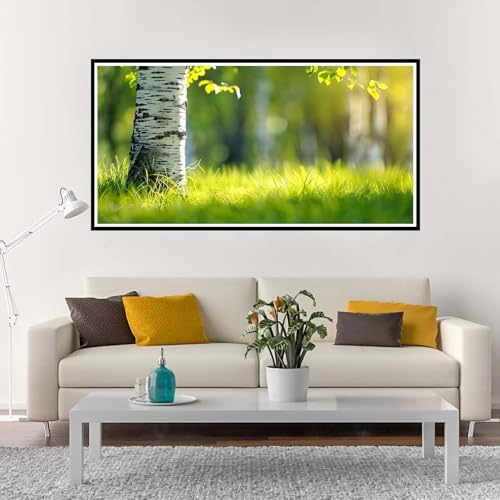 Malen Nach Zahlen Erwachsene Groß Grün, Malen Nach Zahlen Baum ohne Rahmen Inklusive Pinsel und Acrylfarben, DIY Paint by Numbers für Frauen Hobby Bastelset Geschenk, Home Deko 100x200 cm-YH1051 von Yuxeawue