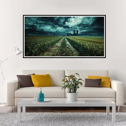 Malen Nach Zahlen Erwachsene Groß Grün, Malen Nach Zahlen Landschaft ohne Rahmen Inklusive Pinsel und Acrylfarben, DIY Paint by Numbers für Frauen Hobby Bastelset Geschenk, Home Deko 80x160 cm-YH1062 von Yuxeawue