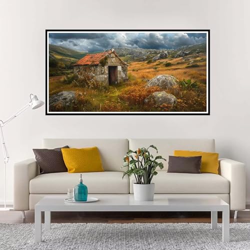 Malen Nach Zahlen Erwachsene Groß Herbst, Malen Nach Zahlen Landschaft ohne Rahmen Inklusive Pinsel und Acrylfarben, DIY Paint by Numbers für Frauen Hobby Bastelset Geschenk, Deko 50x100 cm-YH1254 von Yuxeawue