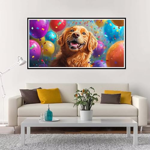 Malen Nach Zahlen Erwachsene Groß Hund, Malen Nach Zahlen Kinder Farbe ohne Rahmen Inklusive Pinsel und Acrylfarben, DIY Paint by Numbers für Frauen Hobby Bastelset Geschenk, Home Deko 50x100 cm-YH957 von Yuxeawue