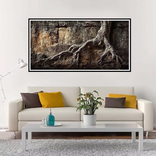 Malen Nach Zahlen Erwachsene Groß Landschaft, Malen Nach Zahlen Baum ohne Rahmen Inklusive Pinsel und Acrylfarben, DIY Paint by Numbers für Frauen Hobby Bastelset Geschenk, Home Deko 100x200 cm-YH1225 von Yuxeawue