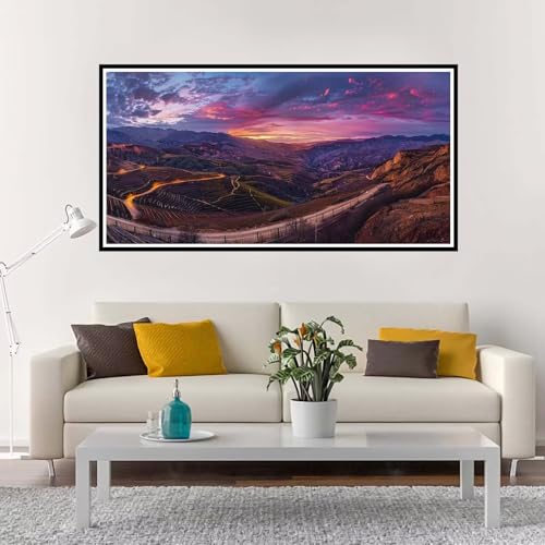 Malen Nach Zahlen Erwachsene Groß Landschaft, Malen Nach Zahlen Berg ohne Rahmen Inklusive Pinsel und Acrylfarben, DIY Paint by Numbers für Frauen Hobby Bastelset Geschenk, Home Deko 100x200 cm-YH1036 von Yuxeawue