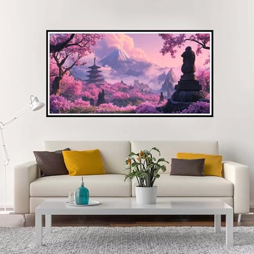 Malen Nach Zahlen Erwachsene Groß Landschaft, Malen Nach Zahlen Lila ohne Rahmen Inklusive Pinsel und Acrylfarben, DIY Paint by Numbers für Frauen Hobby Bastelset Geschenk, Home Deko 100x200 cm-YH373 von Yuxeawue