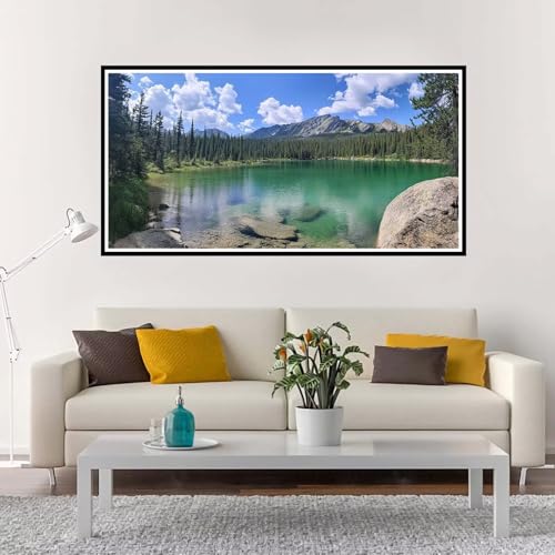 Malen Nach Zahlen Erwachsene Groß Landschaft, Malen Nach Zahlen See ohne Rahmen Inklusive Pinsel und Acrylfarben, DIY Paint by Numbers für Frauen Hobby Bastelset Geschenk, Home Deko 60x120 cm-YH1214 von Yuxeawue