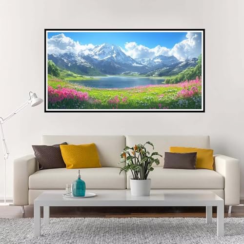 Malen Nach Zahlen Erwachsene Groß Landschaft, Malen Nach Zahlen See ohne Rahmen Inklusive Pinsel und Acrylfarben, DIY Paint by Numbers für Frauen Hobby Bastelset Geschenk, Home Deko 60x120 cm-YH908 von Yuxeawue