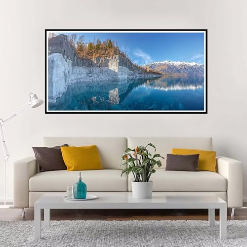 Malen Nach Zahlen Erwachsene Groß Landschaft, Malen Nach Zahlen See ohne Rahmen Inklusive Pinsel und Acrylfarben, DIY Paint by Numbers für Frauen Hobby Bastelset Geschenk, Home Deko 70x140 cm-YH1216 von Yuxeawue