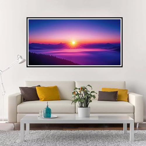 Malen Nach Zahlen Erwachsene Groß Landschaft, Malen Nach Zahlen Sonnenuntergang ohne Rahmen Inklusive Pinsel und Acrylfarben, DIY Paint by Numbers für Frauen Hobby Bastelset Geschenk 100x200 cm-YH1222 von Yuxeawue