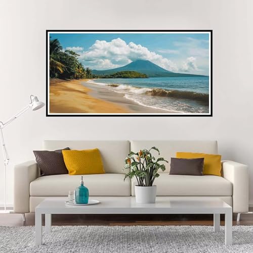 Malen Nach Zahlen Erwachsene Groß Landschaft, Malen Nach Zahlen Strand ohne Rahmen Inklusive Pinsel und Acrylfarben, DIY Paint by Numbers für Frauen Hobby Bastelset Geschenk, Deko 60x120 cm-YH1157 von Yuxeawue