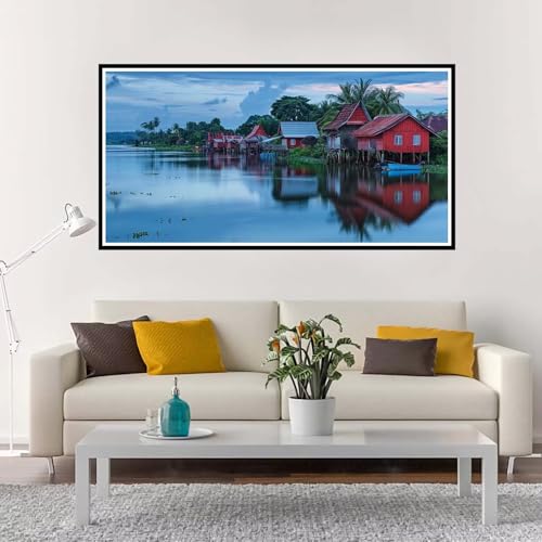 Malen Nach Zahlen Erwachsene Groß Landschaft, Malen Nach Zahlen Strand ohne Rahmen Inklusive Pinsel und Acrylfarben, DIY Paint by Numbers für Frauen Hobby Bastelset Geschenk, Deko 80x160 cm-YH1167 von Yuxeawue