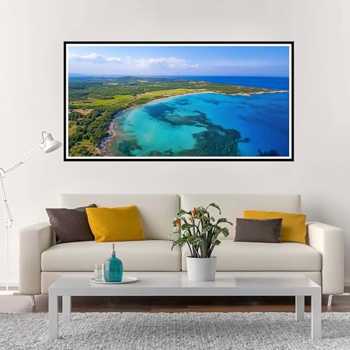 Malen Nach Zahlen Erwachsene Groß Landschaft, Malen Nach Zahlen Strand ohne Rahmen Inklusive Pinsel und Acrylfarben, DIY Paint by Numbers für Frauen Hobby Bastelset Geschenk, Deko 90x180 cm-YH1169 von Yuxeawue