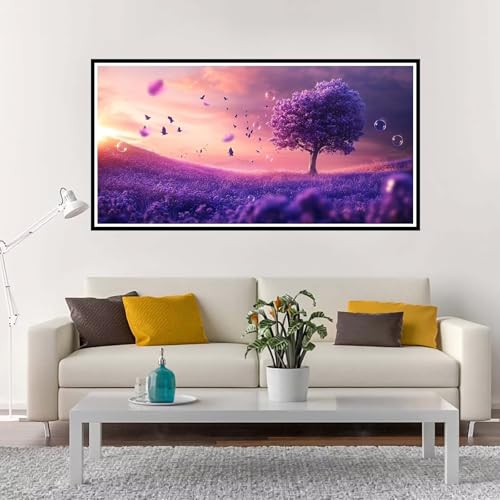 Malen Nach Zahlen Erwachsene Groß Lila, Malen Nach Zahlen Kinder Baum ohne Rahmen Inklusive Pinsel und Acrylfarben, DIY Paint by Numbers für Frauen Hobby Bastelset Geschenk, Home Deko 100x200 cm-YH136 von Yuxeawue