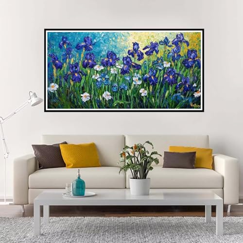 Malen Nach Zahlen Erwachsene Groß Lila, Malen Nach Zahlen Kinder Blume ohne Rahmen Inklusive Pinsel und Acrylfarben, DIY Paint by Numbers für Frauen Hobby Bastelset Geschenk, Home Deko 60x120 cm-YH74 von Yuxeawue