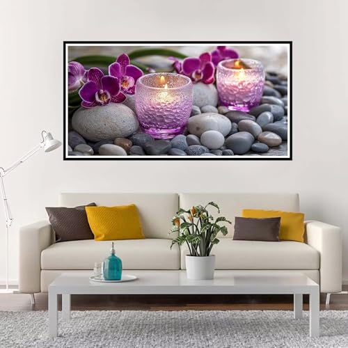 Malen Nach Zahlen Erwachsene Groß Lila, Malen Nach Zahlen Kinder Blume ohne Rahmen Inklusive Pinsel und Acrylfarben, DIY Paint by Numbers für Frauen Hobby Bastelset Geschenk, Home Deko 80x160 cm-YH30 von Yuxeawue