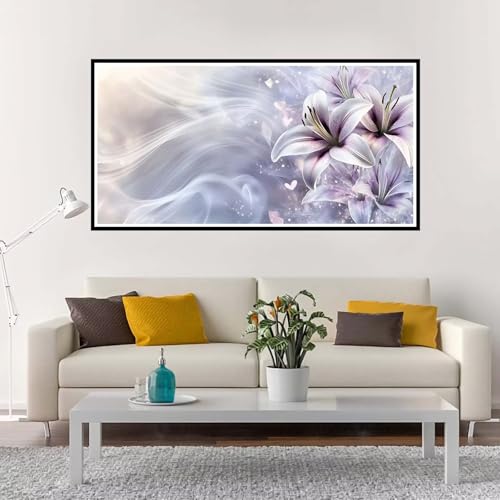 Malen Nach Zahlen Erwachsene Groß Lilie, Malen Nach Zahlen Lila ohne Rahmen Inklusive Pinsel und Acrylfarben, DIY Paint by Numbers für Frauen Hobby Bastelset Geschenk, Home Deko 100x200 cm-YH355 von Yuxeawue