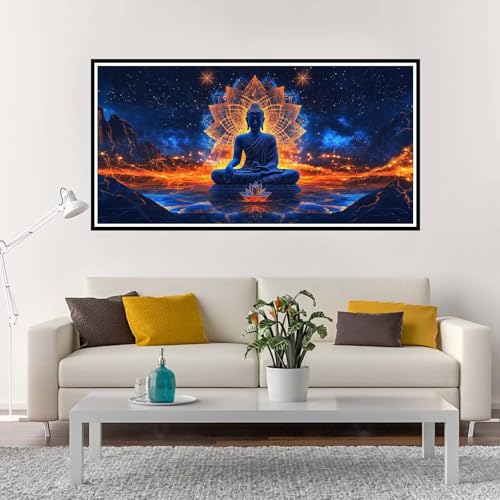 Malen Nach Zahlen Erwachsene Groß Lotus, Malen Nach Zahlen Kinder Gott ohne Rahmen Inklusive Pinsel und Acrylfarben, DIY Paint by Numbers für Frauen Hobby Bastelset Geschenk, Home Deko 50x100 cm-YH69 von Yuxeawue