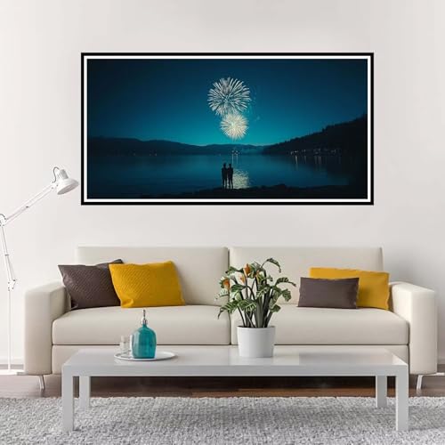 Malen Nach Zahlen Erwachsene Groß Paar, Malen Nach Zahlen Feuerwerk ohne Rahmen Inklusive Pinsel und Acrylfarben, DIY Paint by Numbers für Frauen Hobby Bastelset Geschenk, Home Deko 80x160 cm-YH1233 von Yuxeawue