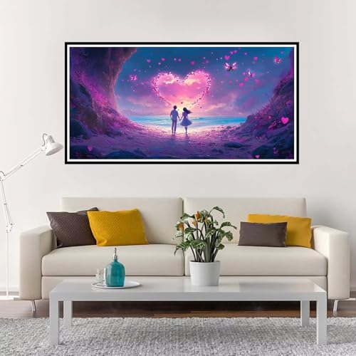 Malen Nach Zahlen Erwachsene Groß Paar, Malen Nach Zahlen Liebe ohne Rahmen Inklusive Pinsel und Acrylfarben, DIY Paint by Numbers für Frauen Hobby Bastelset Geschenk, Home Deko 100x200 cm-YH958 von Yuxeawue