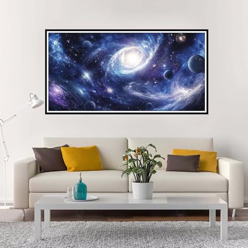 Malen Nach Zahlen Erwachsene Groß Planet, Malen Nach Zahlen Universum ohne Rahmen Inklusive Pinsel und Acrylfarben, DIY Paint by Numbers für Frauen Hobby Bastelset Geschenk, Home Deko 30x60 cm-YH32 von Yuxeawue