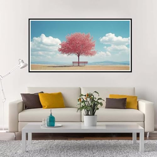 Malen Nach Zahlen Erwachsene Groß Rosa, Malen Nach Zahlen Kinder Baum ohne Rahmen Inklusive Pinsel und Acrylfarben, DIY Paint by Numbers für Frauen Hobby Bastelset Geschenk, Home Deko 100x200 cm-YH160 von Yuxeawue