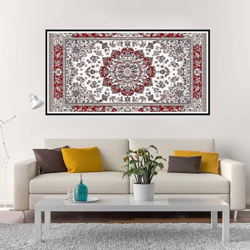 Malen Nach Zahlen Erwachsene Groß Rot, Malen Nach Zahlen Kinder Retro ohne Rahmen Inklusive Pinsel und Acrylfarben, DIY Paint by Numbers für Frauen Hobby Bastelset Geschenk, Home Deko 100x200 cm-YH55 von Yuxeawue