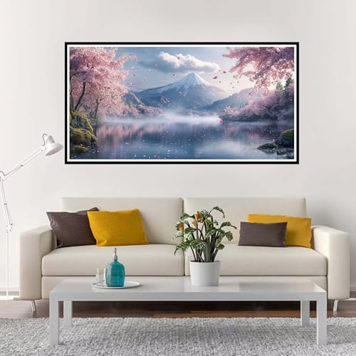 Malen Nach Zahlen Erwachsene Groß See, Malen Nach Zahlen Kinder Berg ohne Rahmen Inklusive Pinsel und Acrylfarben, DIY Paint by Numbers für Frauen Hobby Bastelset Geschenk, Home Deko 100x200 cm-YH37 von Yuxeawue