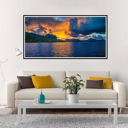 Malen Nach Zahlen Erwachsene Groß See, Malen Nach Zahlen Sonnenuntergang ohne Rahmen Inklusive Pinsel und Acrylfarben, DIY Paint by Numbers für Frauen Hobby Bastelset Geschenk, Deko 60x120 cm-YH53 von Yuxeawue