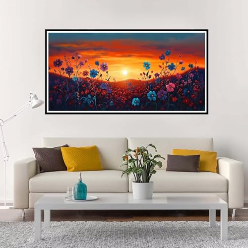 Malen Nach Zahlen Erwachsene Groß Sonnenuntergang, Malen Nach Zahlen Blume ohne Rahmen Inklusive Pinsel und Acrylfarben, DIY Paint by Numbers für Frauen Hobby Bastelset Geschenk, Deko 100x200 cm-YH385 von Yuxeawue