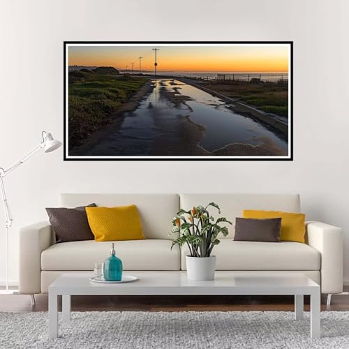 Malen Nach Zahlen Erwachsene Groß Sonnenuntergang, Malen Nach Zahlen Landschaft ohne Rahmen Inklusive Pinsel und Acrylfarben, DIY Paint by Numbers für Frauen Hobby Bastelset Geschenk 60x120 cm-YH1160 von Yuxeawue