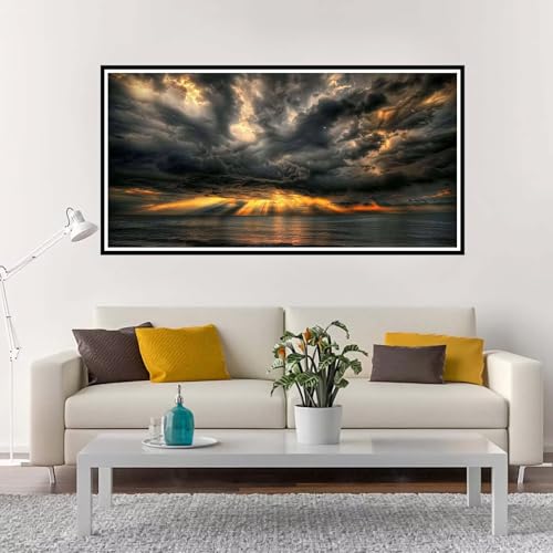 Malen Nach Zahlen Erwachsene Groß Sonnenuntergang, Malen Nach Zahlen Strand ohne Rahmen Inklusive Pinsel und Acrylfarben, DIY Paint by Numbers für Frauen Hobby Bastelset Geschenk 100x200 cm-YH1069 von Yuxeawue