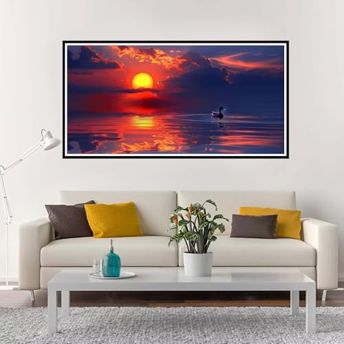 Malen Nach Zahlen Erwachsene Groß Sonnenuntergang, Malen Nach Zahlen Strand ohne Rahmen Inklusive Pinsel und Acrylfarben, DIY Paint by Numbers für Frauen Hobby Bastelset Geschenk 100x200 cm-YH1219 von Yuxeawue