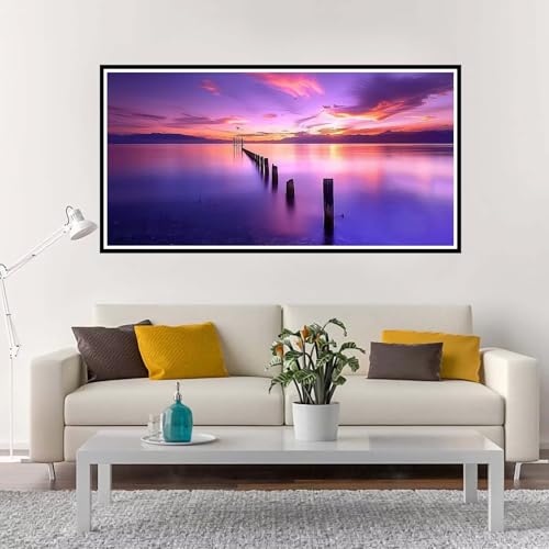 Malen Nach Zahlen Erwachsene Groß Sonnenuntergang, Malen Nach Zahlen Strand ohne Rahmen Inklusive Pinsel und Acrylfarben, DIY Paint by Numbers für Frauen Hobby Bastelset Geschenk 50x100 cm-YH1185 von Yuxeawue