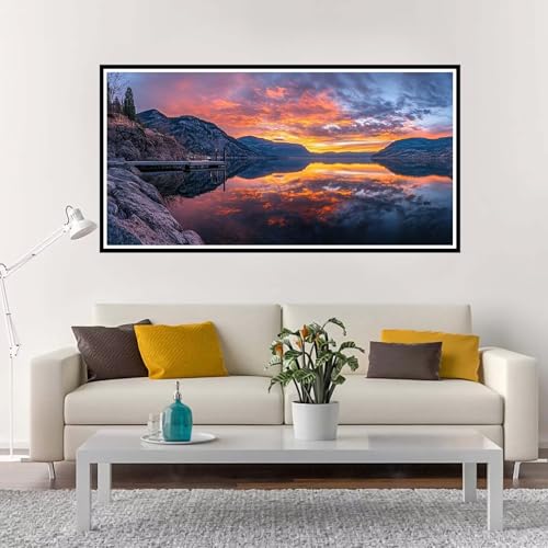 Malen Nach Zahlen Erwachsene Groß Sonnenuntergang, Malen Nach Zahlen Strand ohne Rahmen Inklusive Pinsel und Acrylfarben, DIY Paint by Numbers für Frauen Hobby Bastelset Geschenk 70x140 cm-YH1189 von Yuxeawue