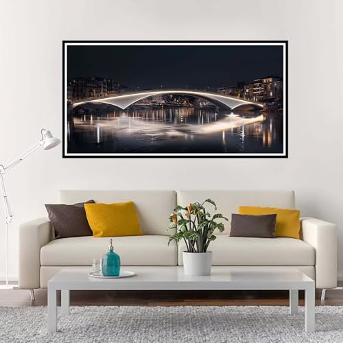 Malen Nach Zahlen Erwachsene Groß Stadt, Malen Nach Zahlen Brücke ohne Rahmen Inklusive Pinsel und Acrylfarben, DIY Paint by Numbers für Frauen Hobby Bastelset Geschenk, Home Deko 100x200 cm-YH1204 von Yuxeawue